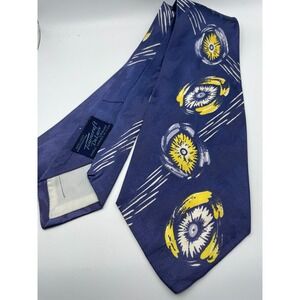 Vintage Towncraft DeLuxe Blue Atomic Sunburst Mid Century Modern Wide Tie 4in